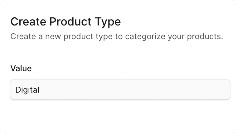 Create product type form