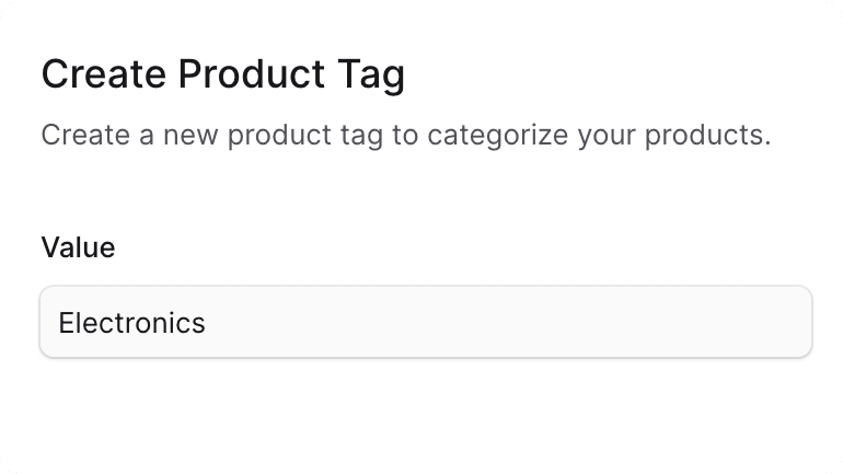 Create product tag form