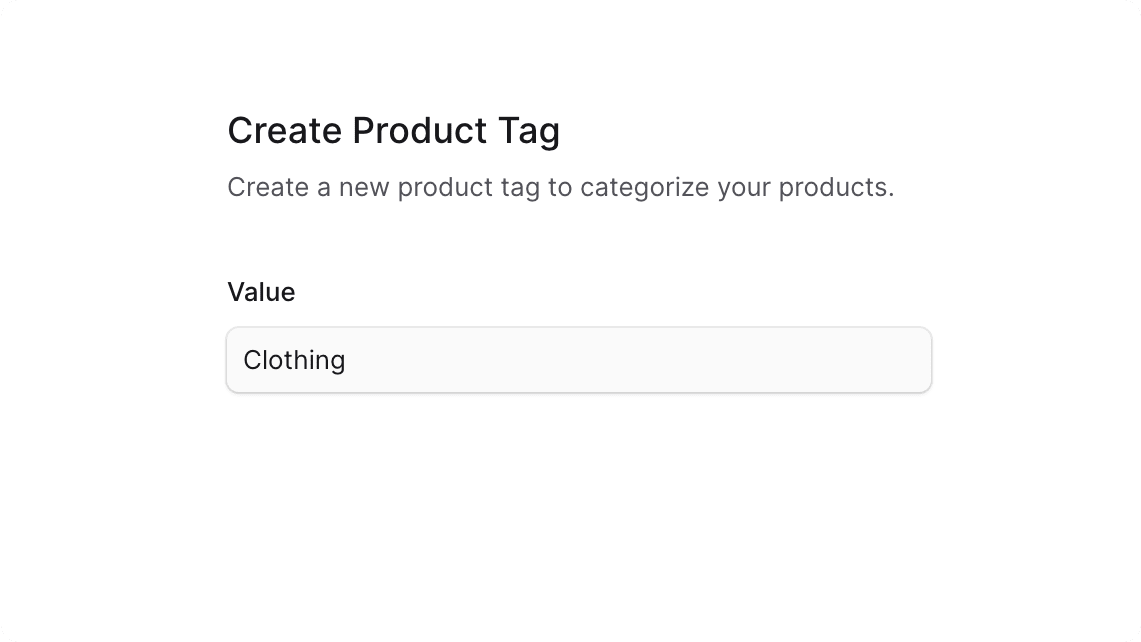 Create product tag form