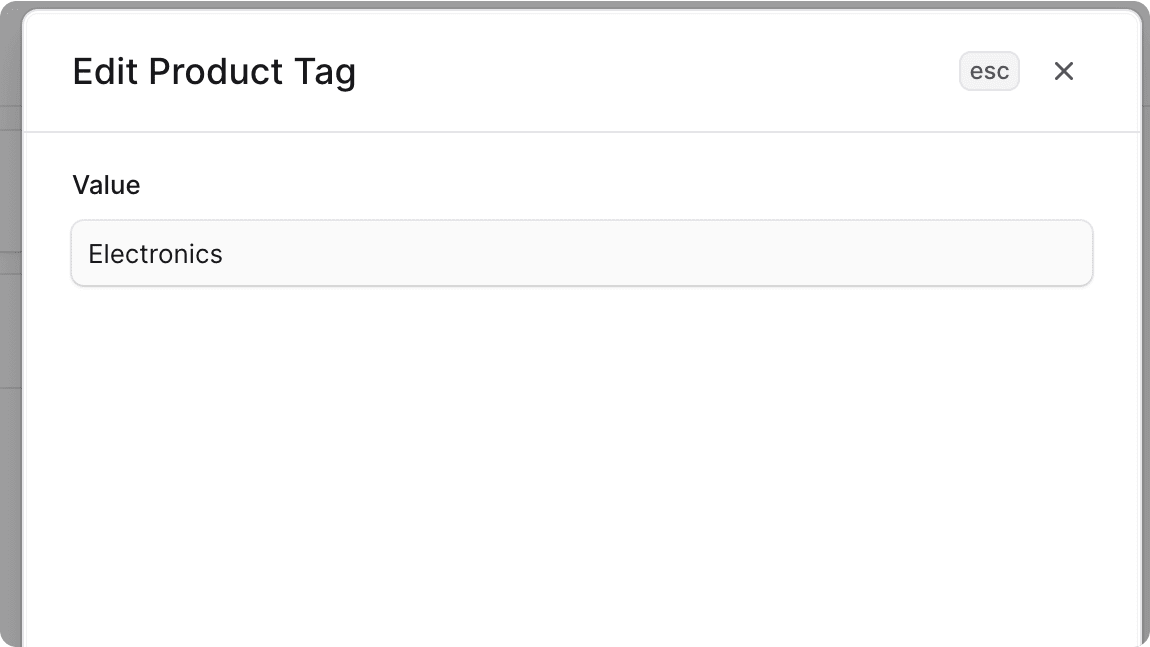 Edit product tag form