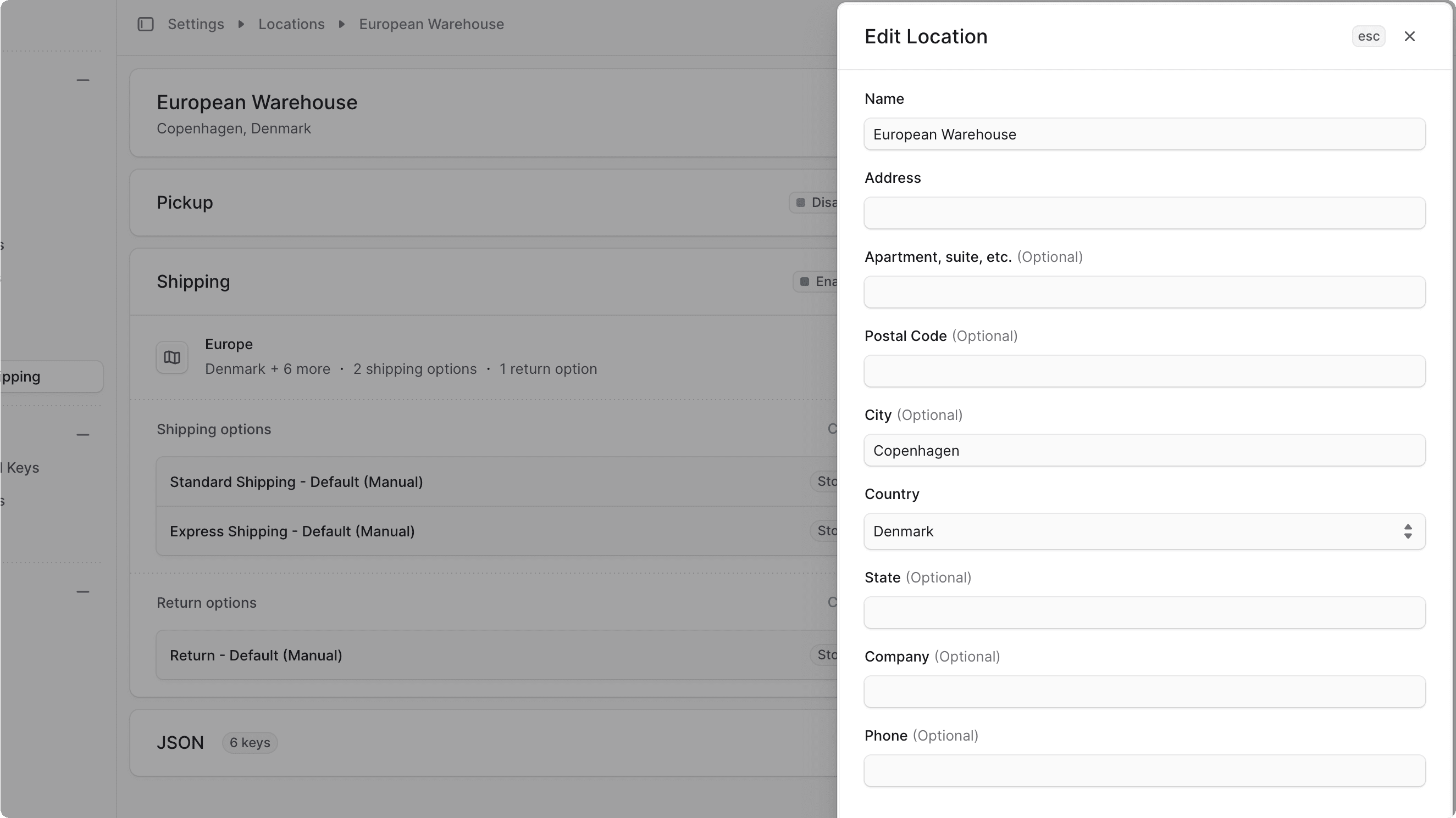 Edit location form