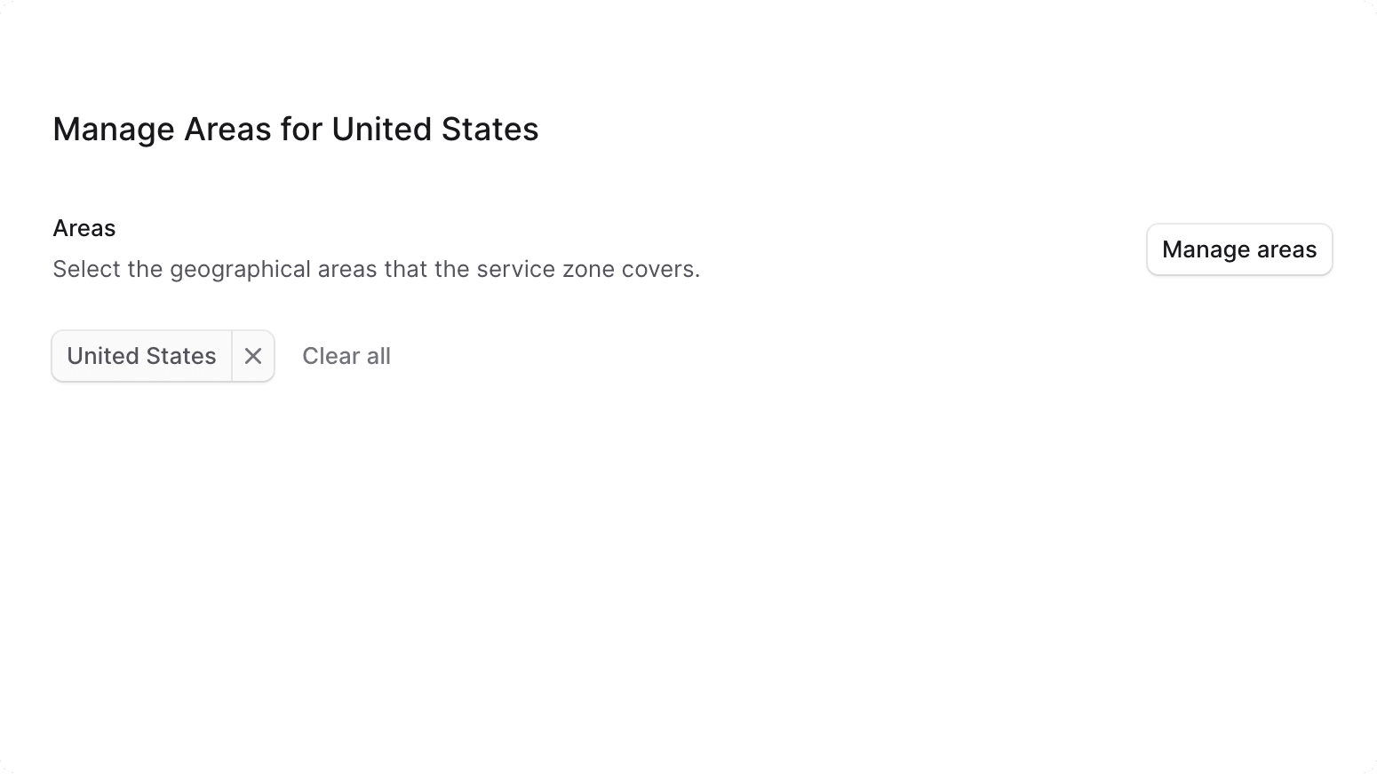 Manage service zone areas