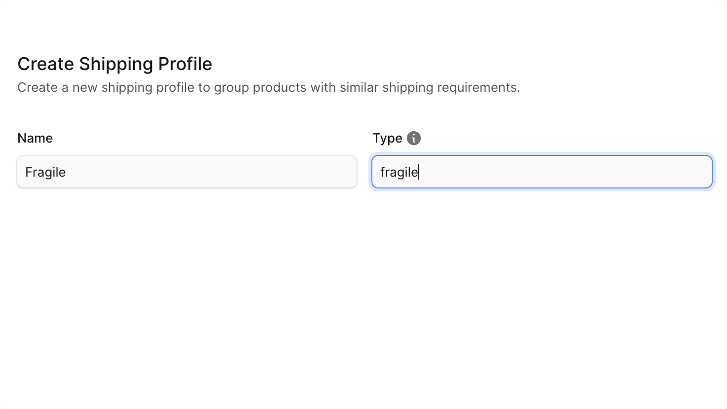 Create shipping profile form