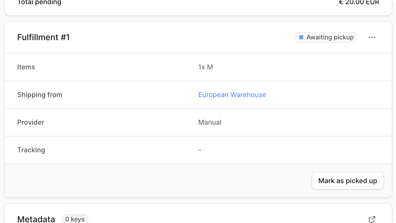 Mark as Picked Up Pop-up