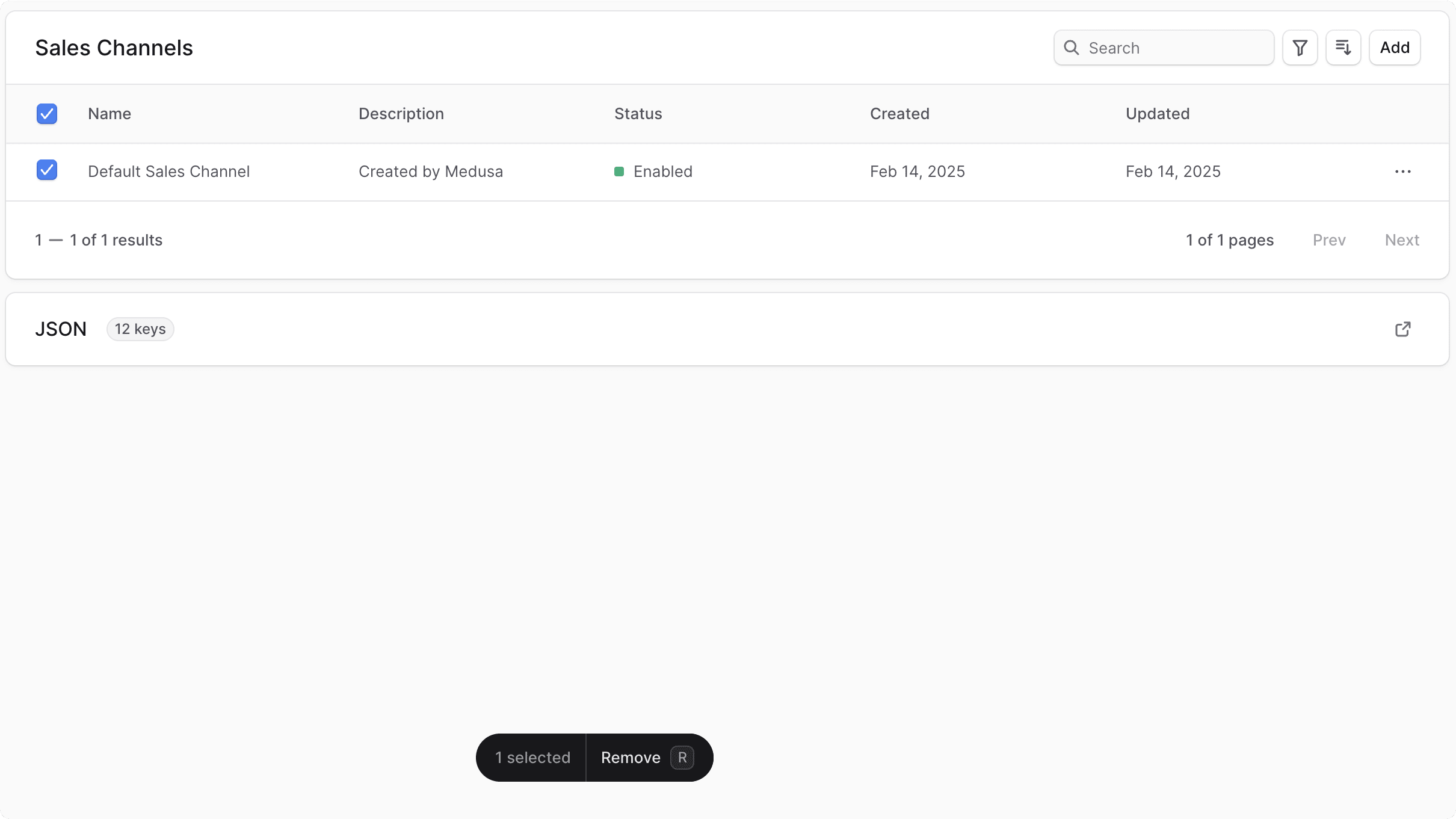 Remove sales channels from publishable API key