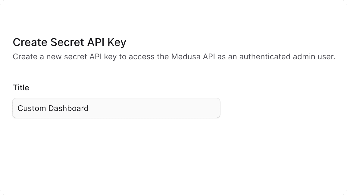 Create secret API key form