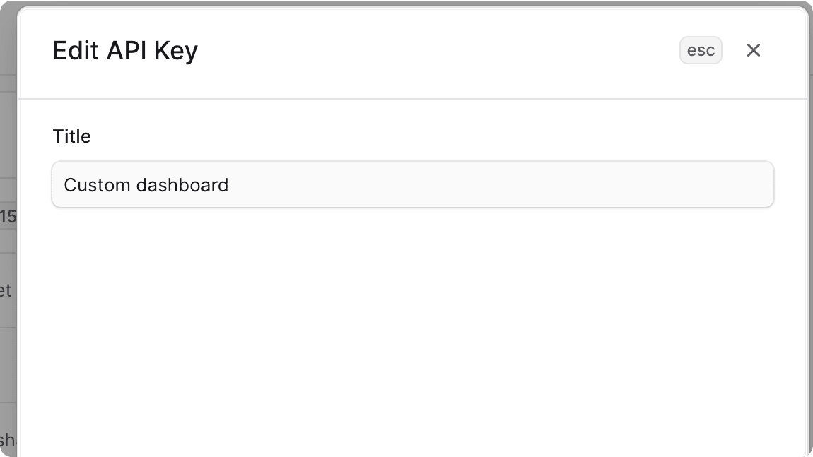 Edit secret API key form
