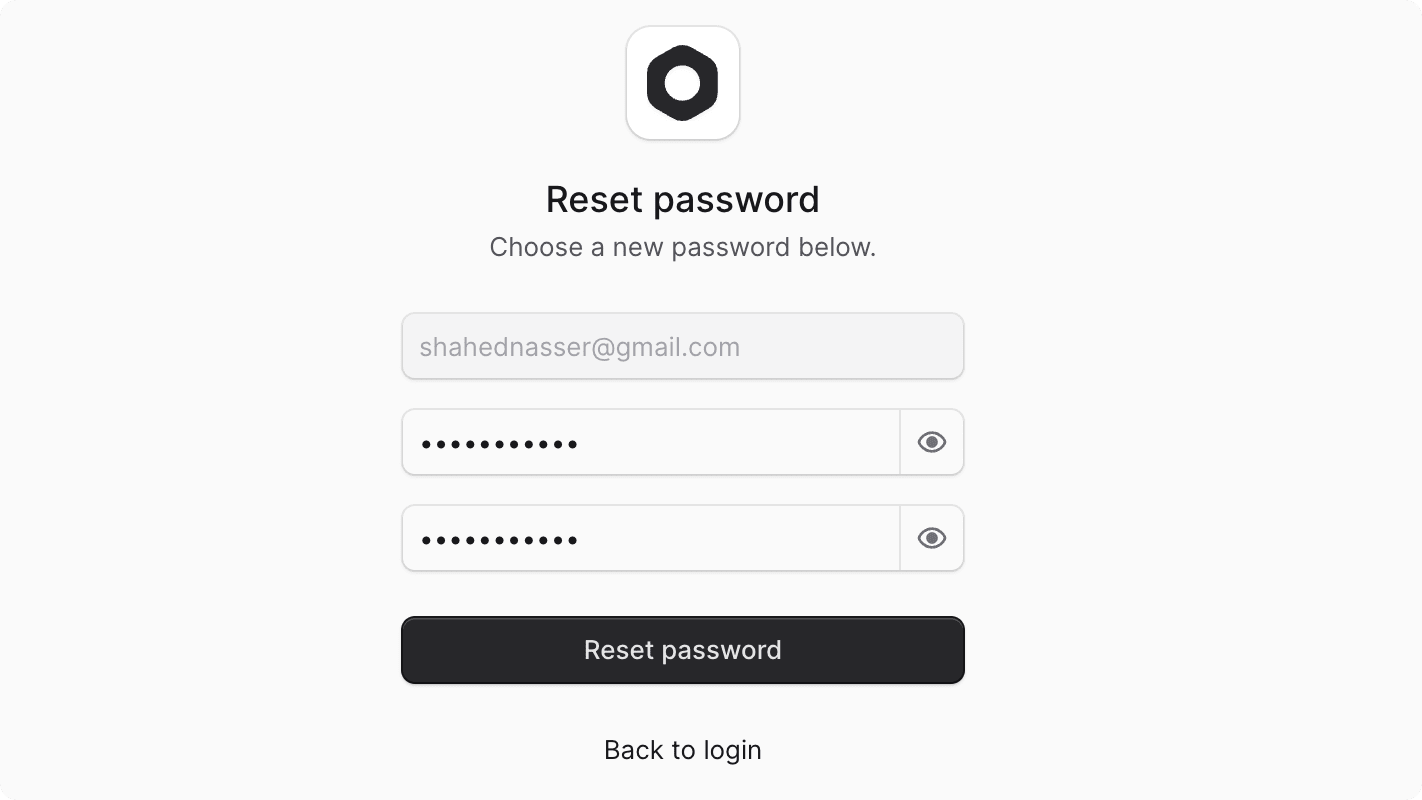 Reset password form