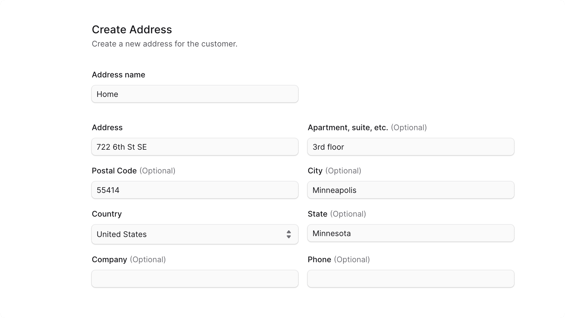 Add address form