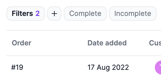 Quick filters for lists