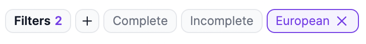 Custom Quick filters shown at the top
