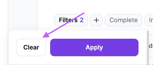 Clear filters