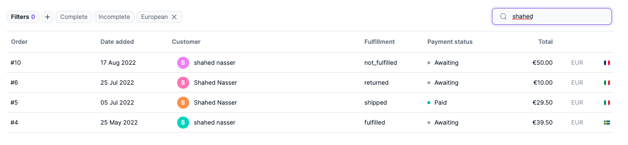 Search items in a list