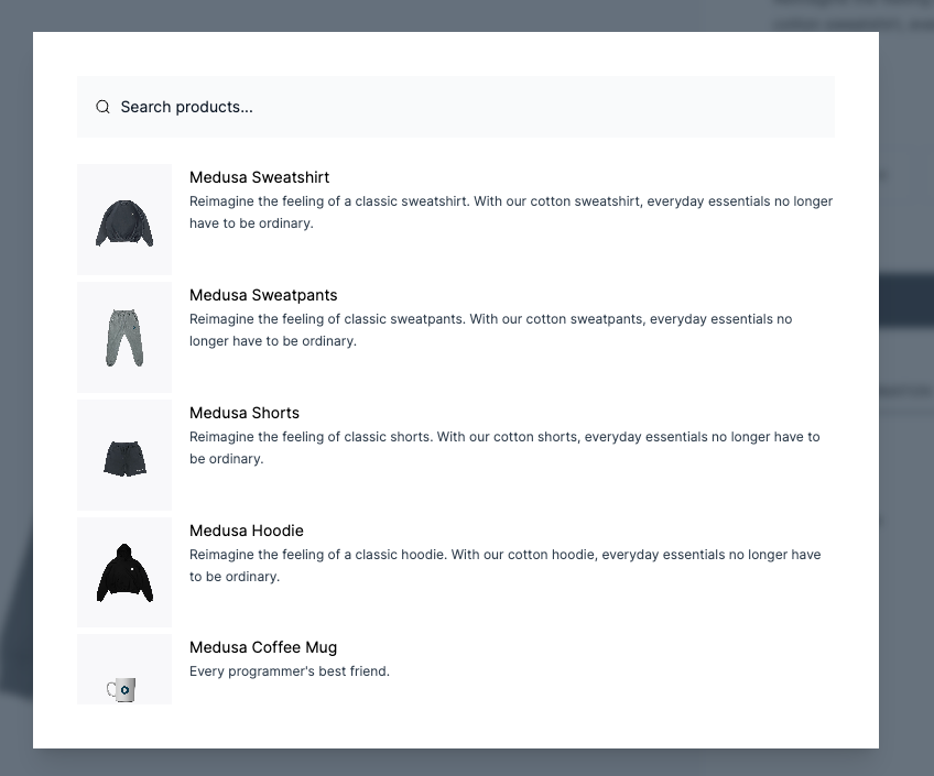 Search Result on Next.js storefront