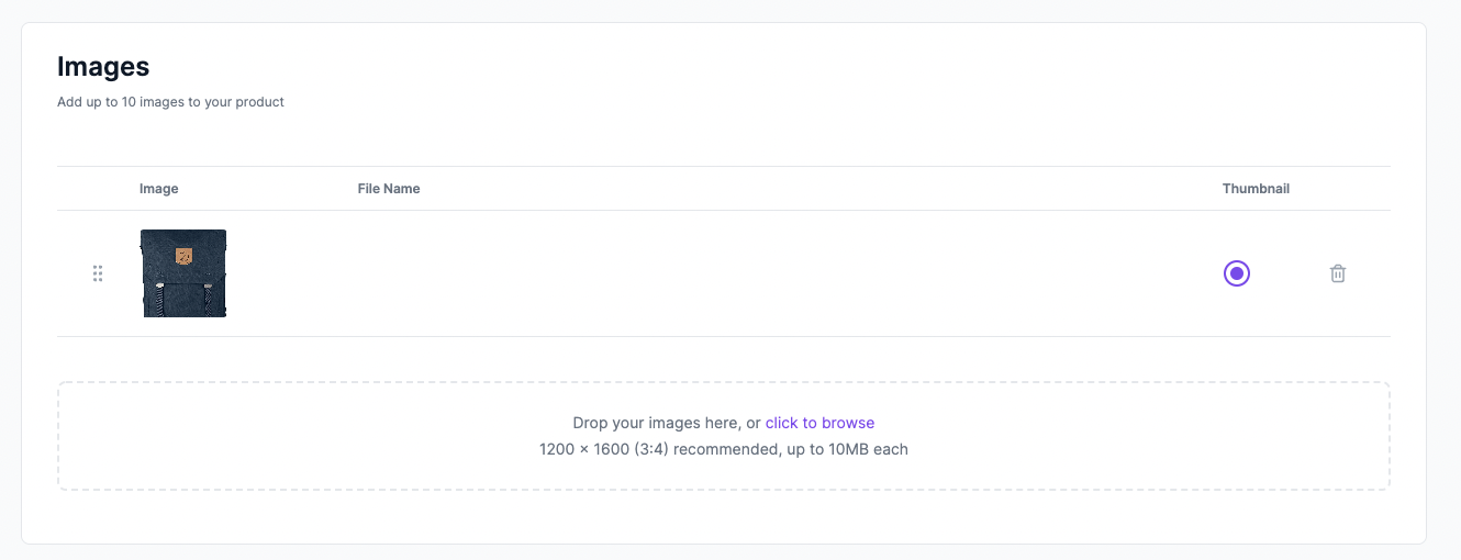 An image is successfully uploaded on the Medusa Admin