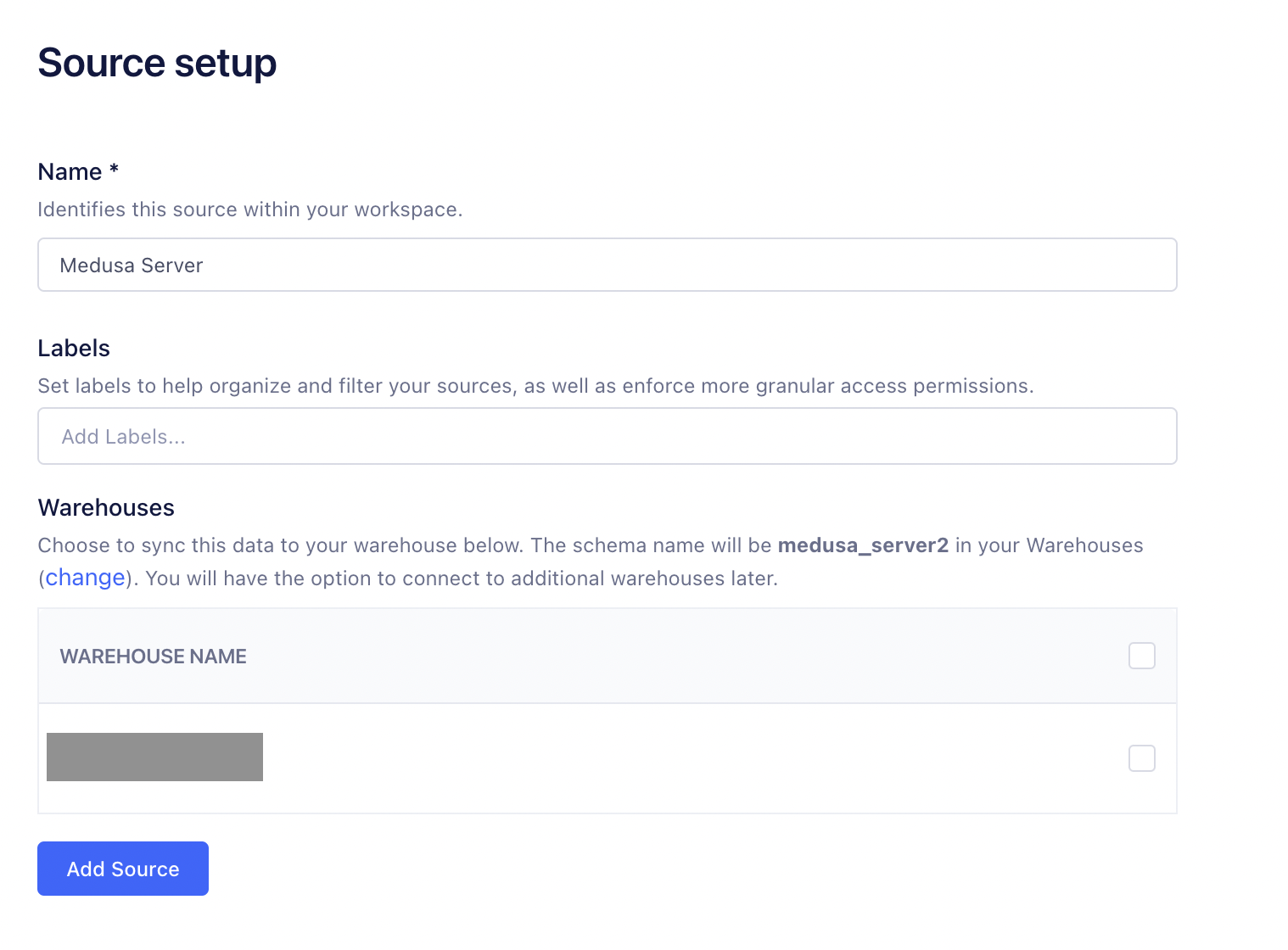 Enter a name under the Name field then click on the Add Source button