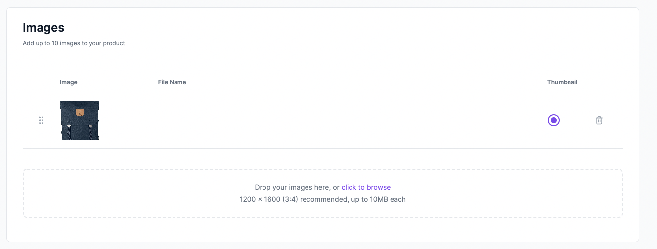 Image successfully uploaded on Medusa's admin