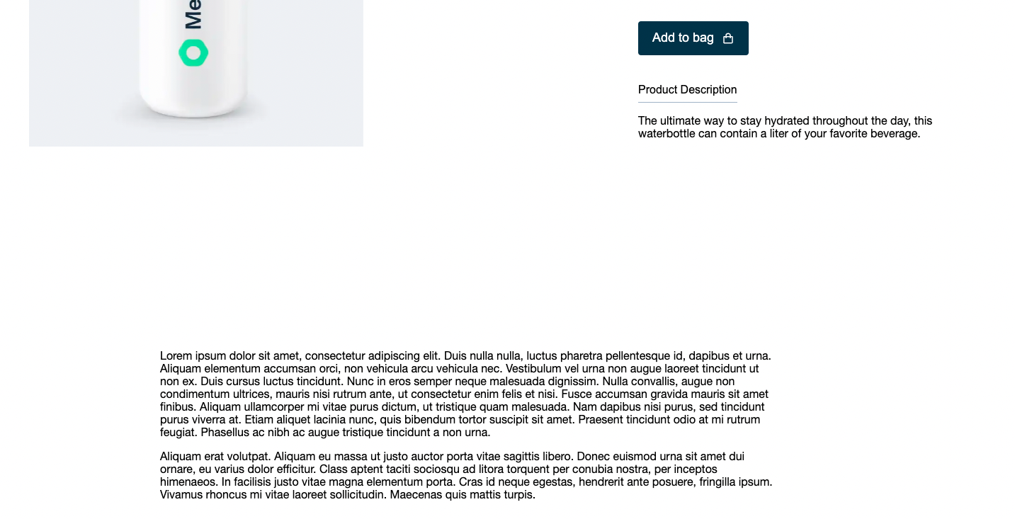 Rich Text content you added to the product should be visible at the end of the page