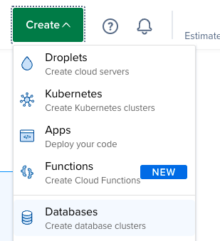 Click Create then choose Databases