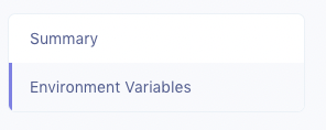 Environment Variables in the sidebar