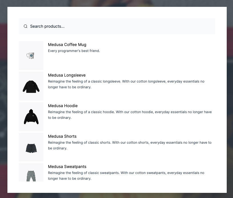 Search Pop-up in Next.js Storefront