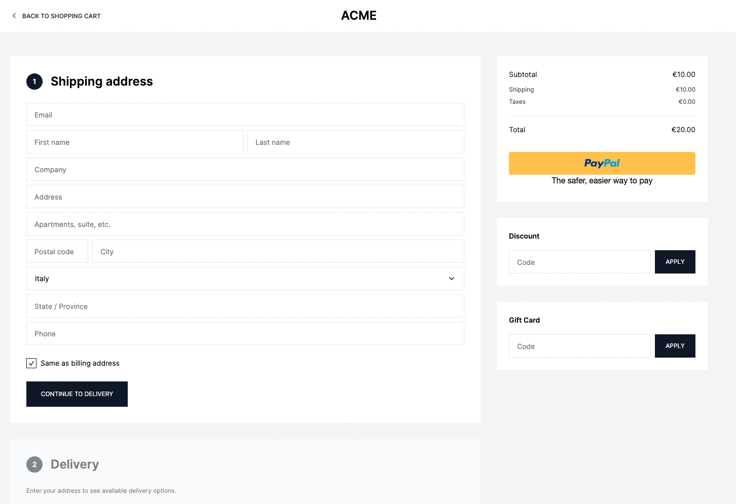 Checkout Page