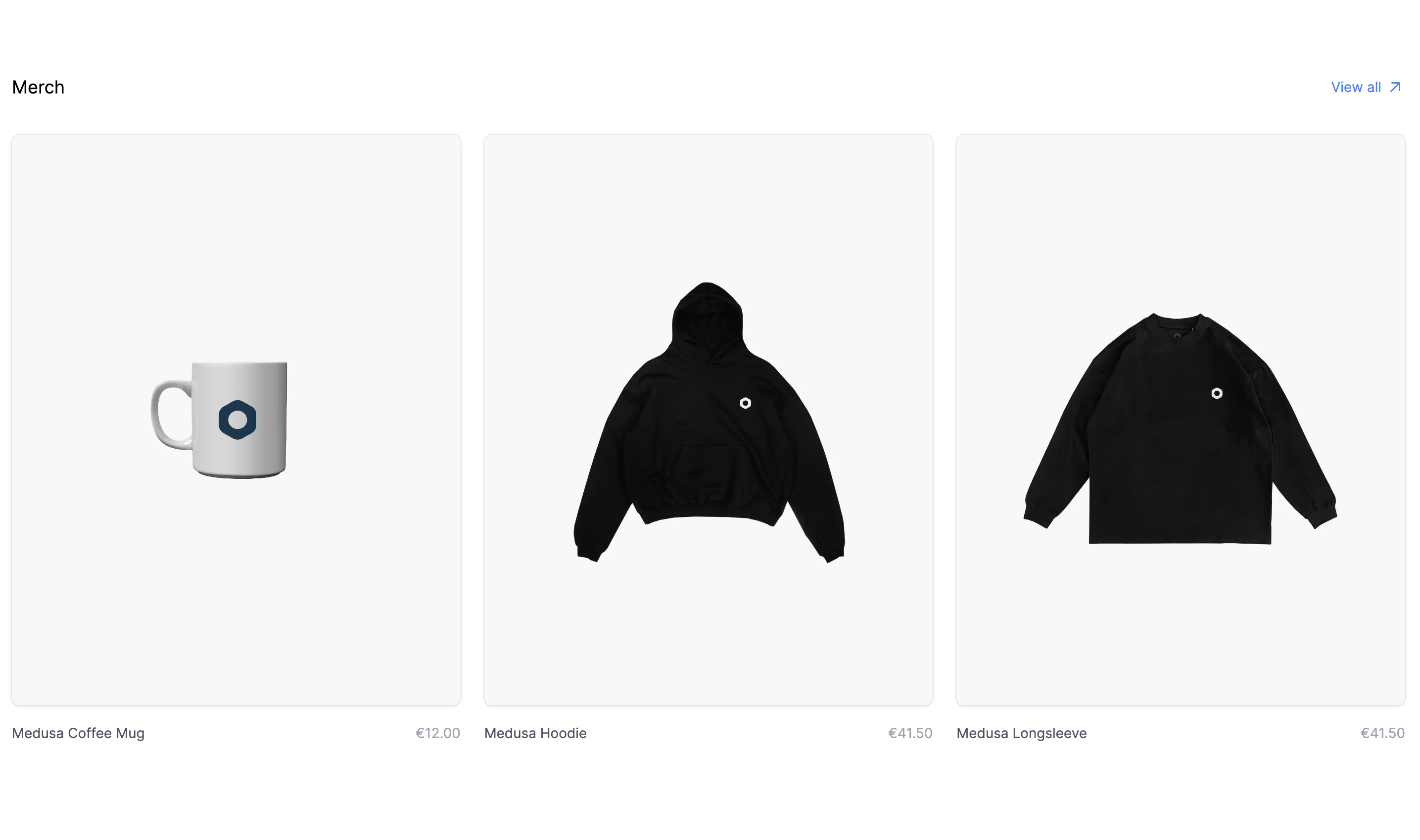 Featured products on the homepage