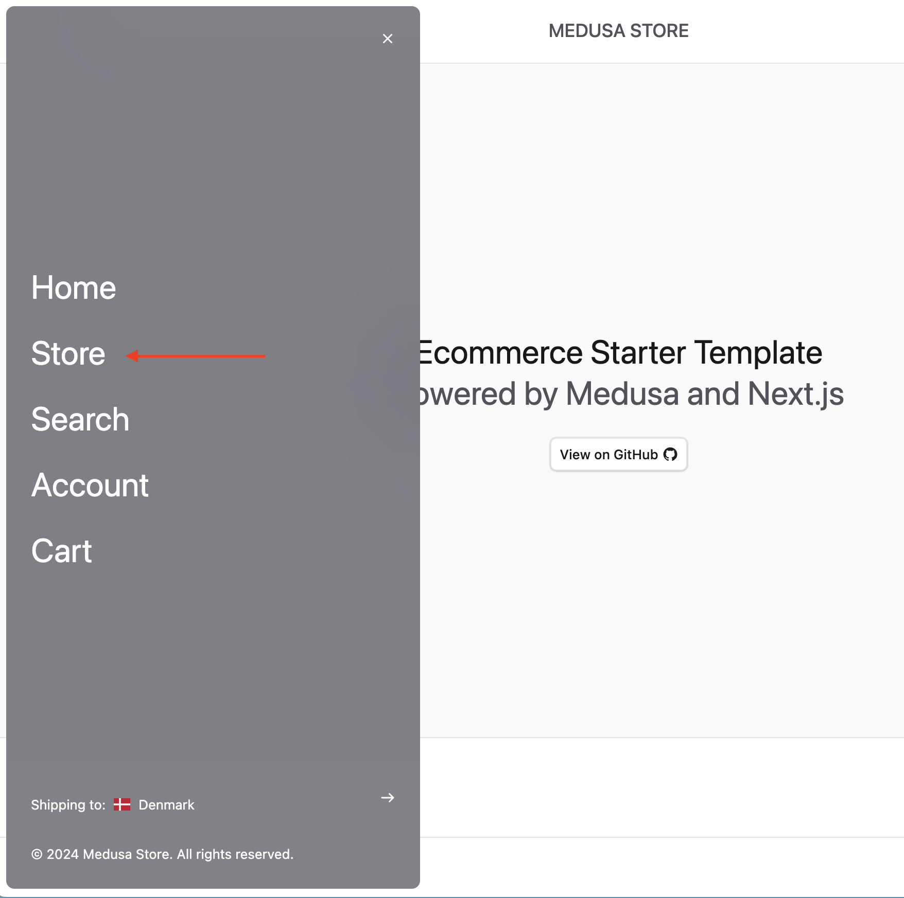 Choose Store from Menu