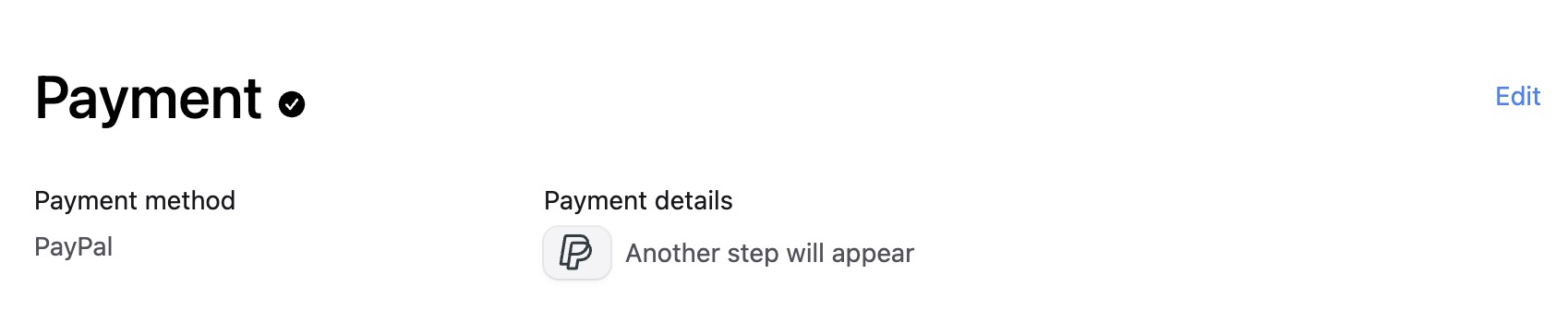 The title and icon you configured are shown when PayPal is selected