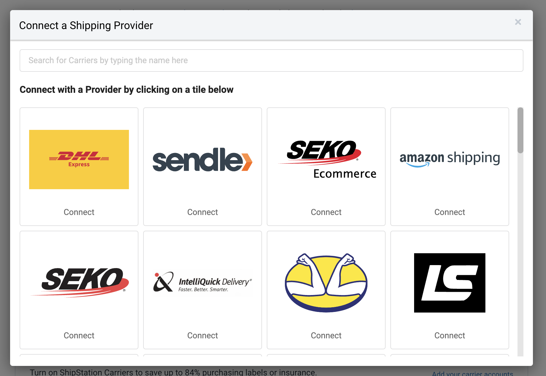Click on the provider tiles in the pop-up window