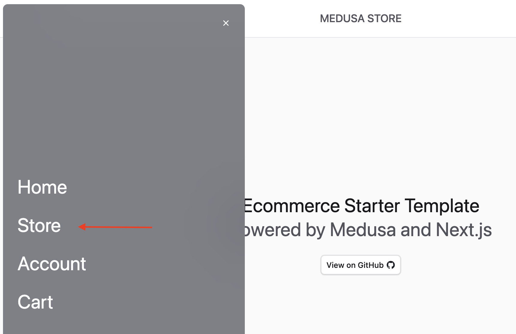 After you click on Menu, choose Store from the side menu.