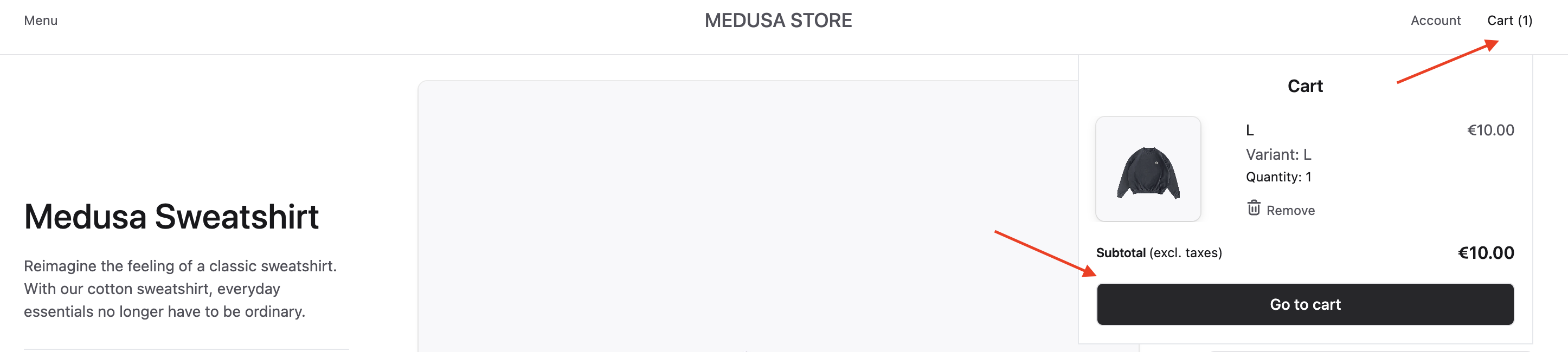 Click on Cart at the top right of the navigation bar.