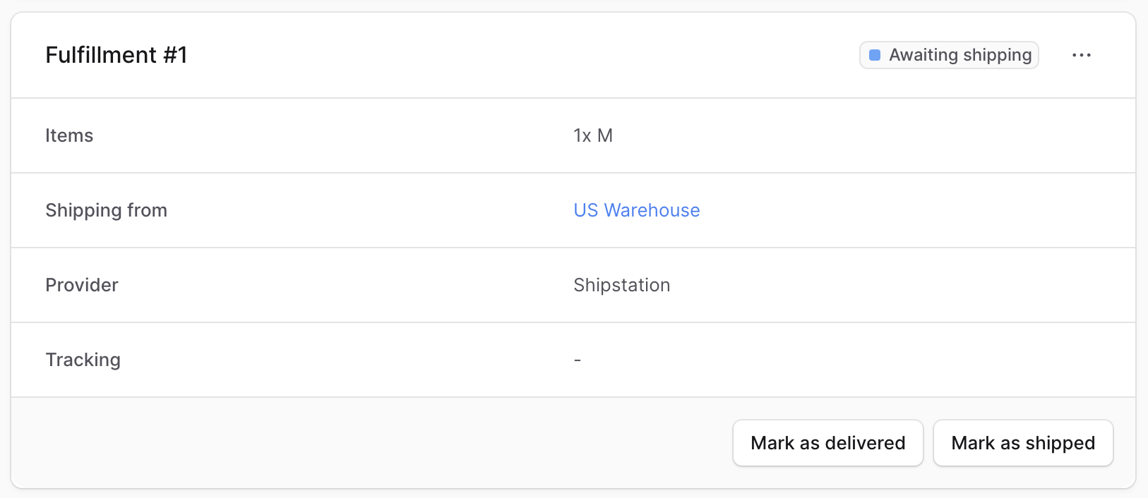Created fulfillment with details