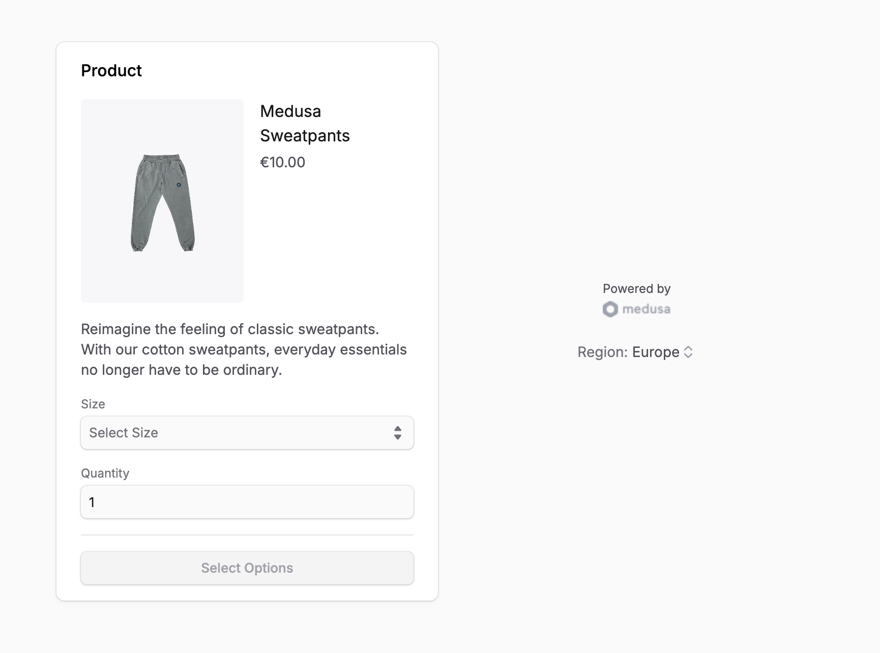 Product step showing the product's details and add to cart button