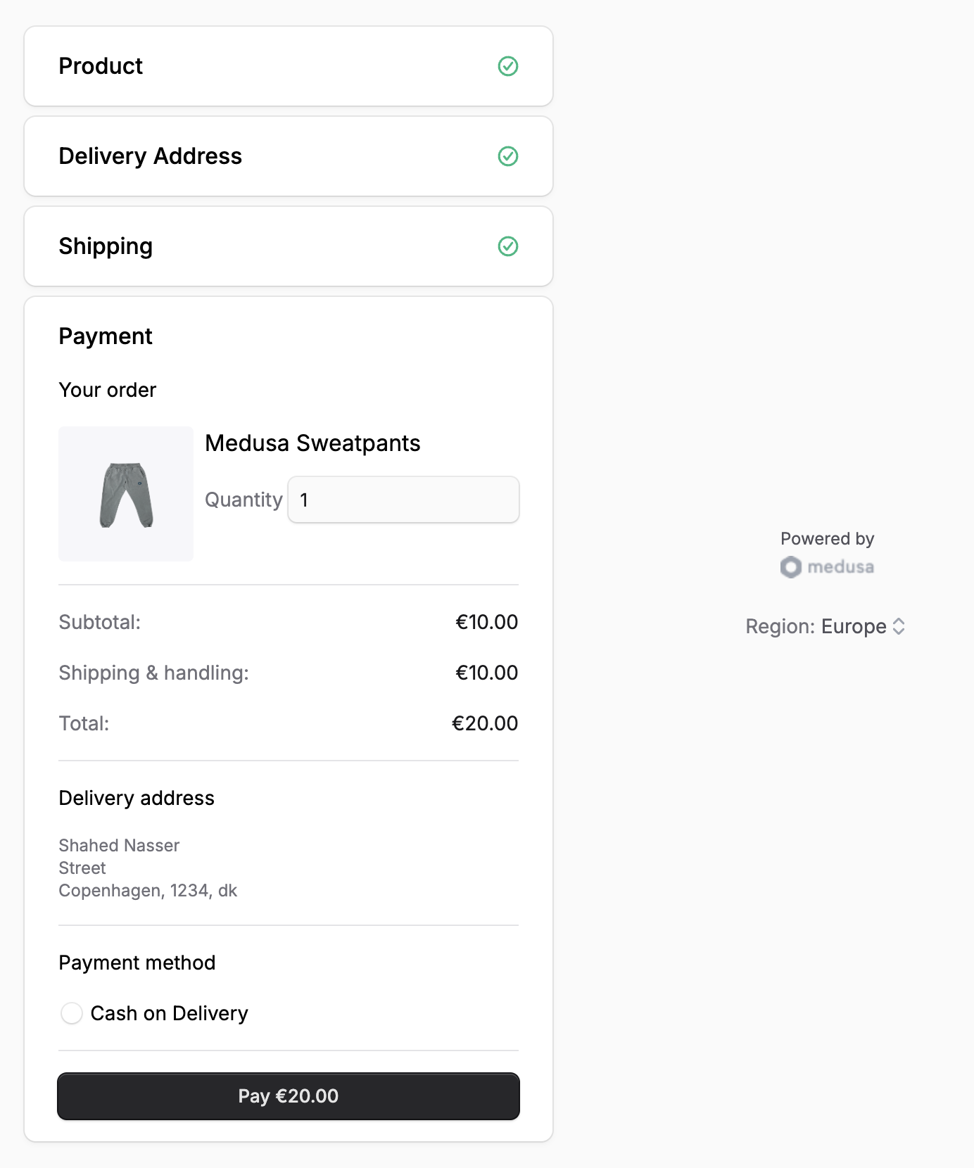 Payment step showing the payment providers and a pay button