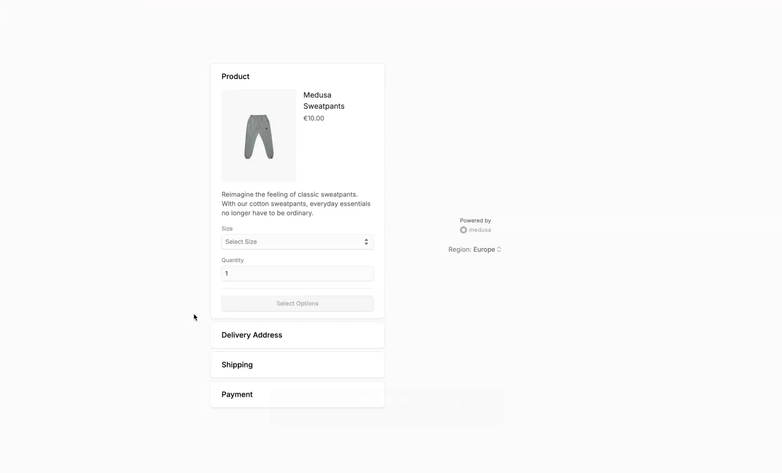 Screenshot of the express checkout storefront