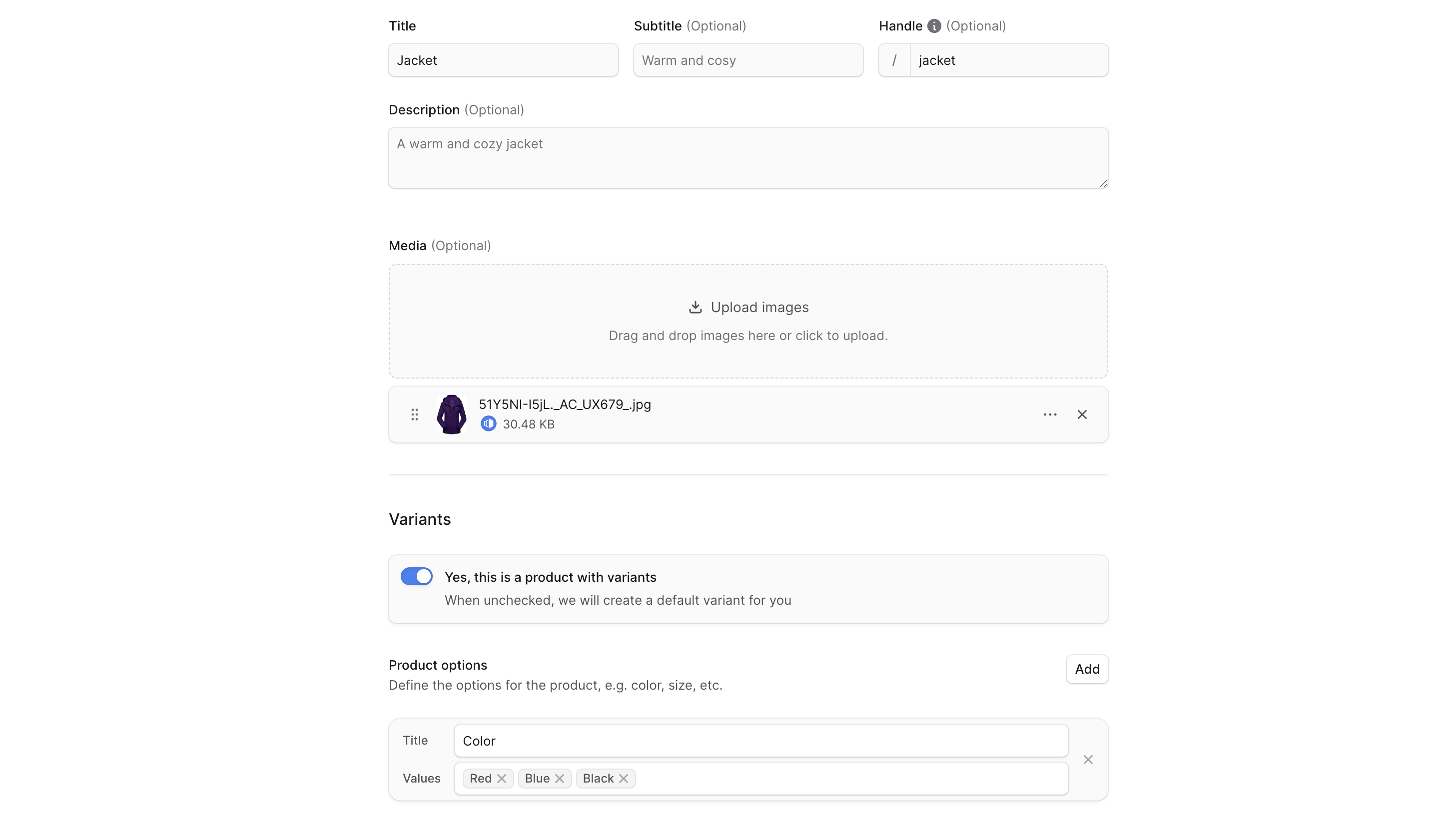 Create Product First Step