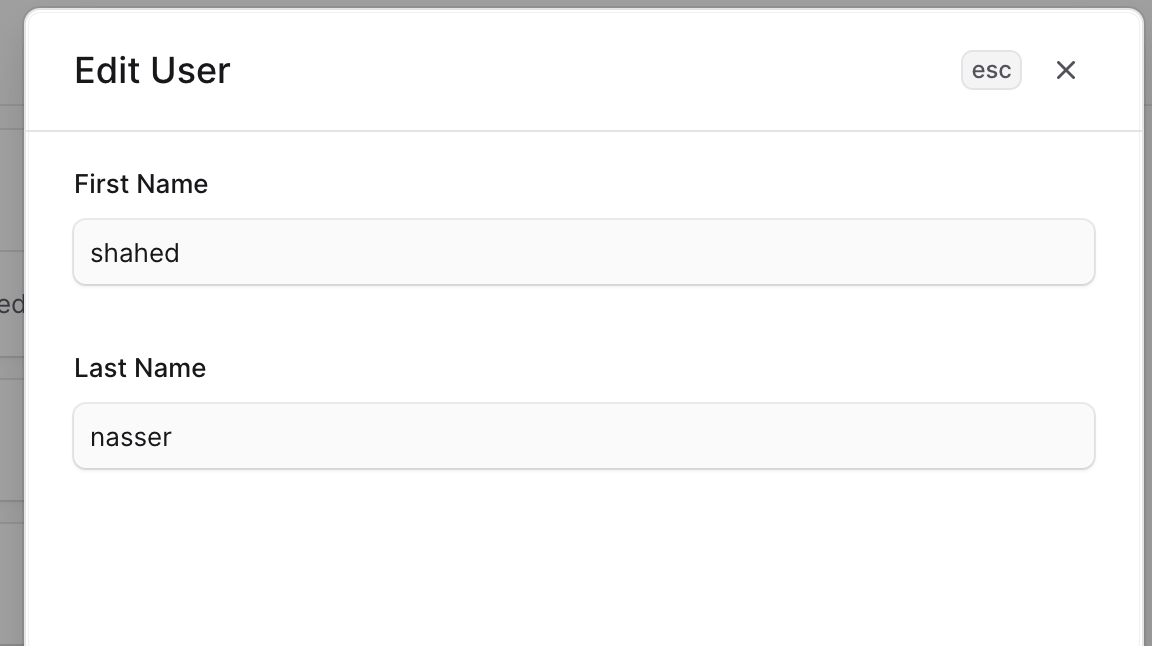 Edit user details form