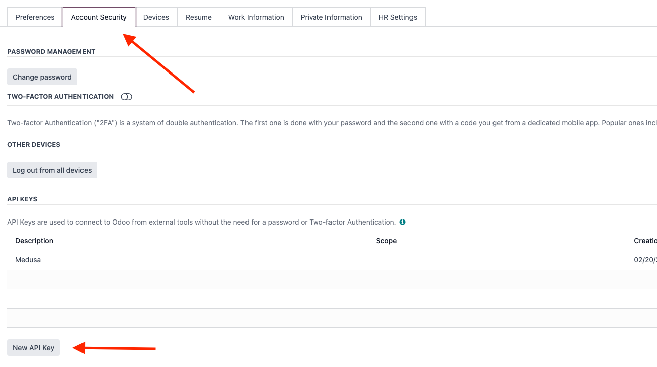 Profile page in Odoo