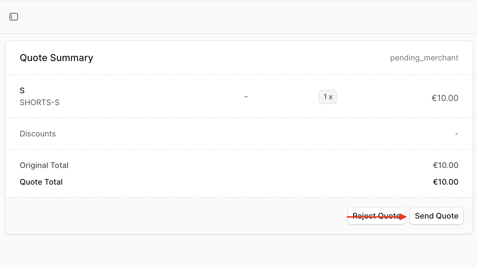 Quote details page with send quote button in Medusa Admin