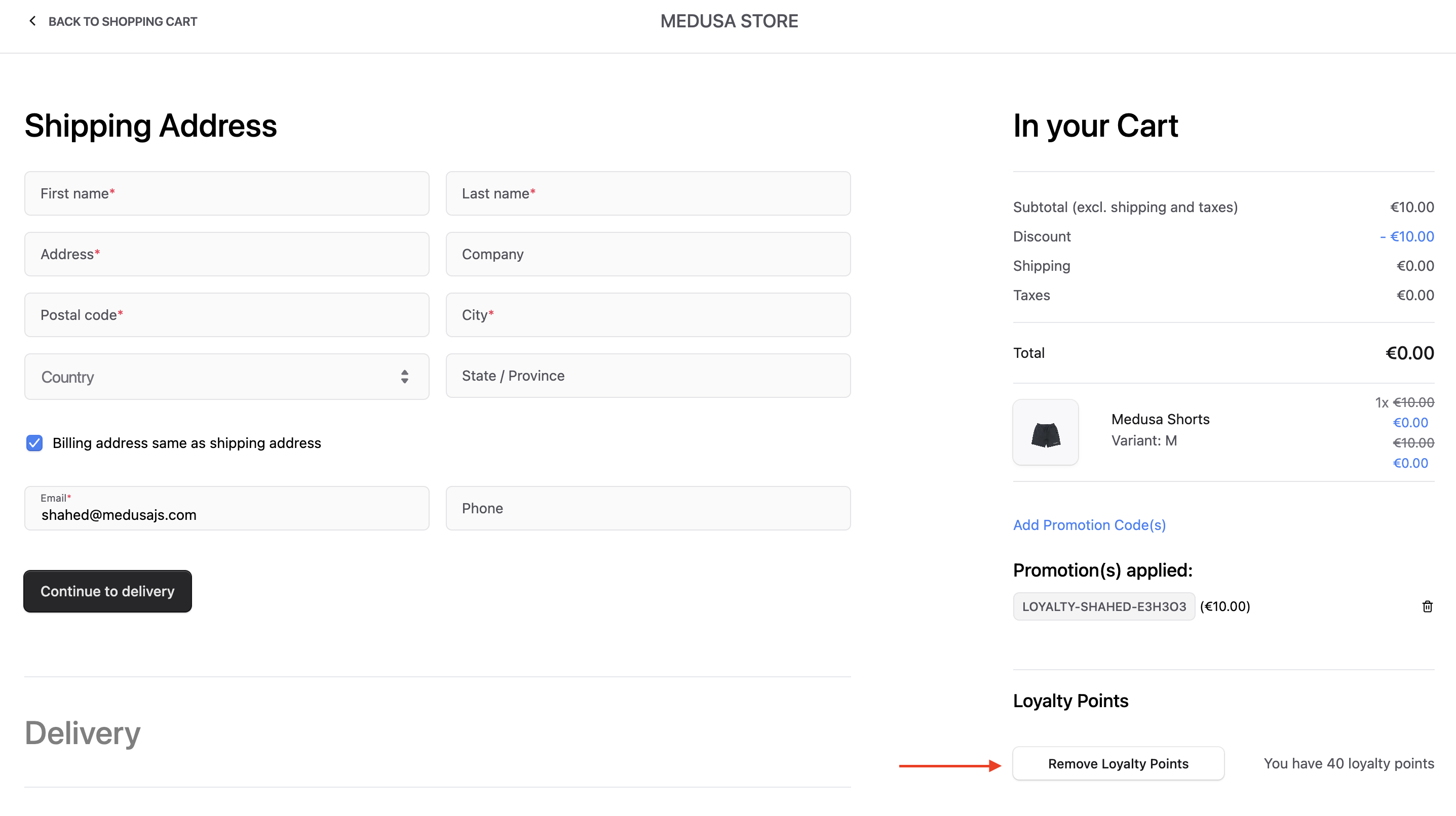 The "Remove Loyalty Points" button is shown in the "Loyalty Points" section