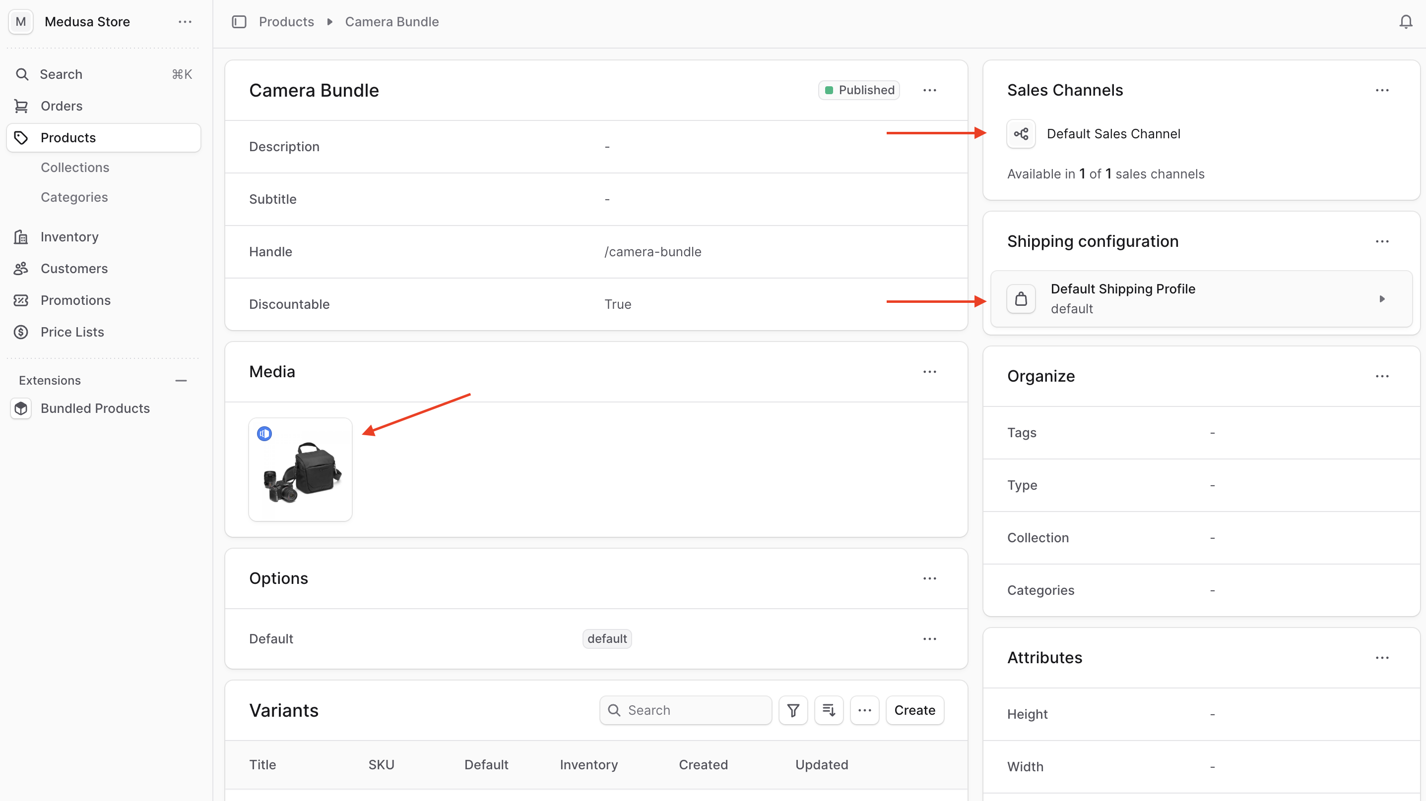 Associated product page