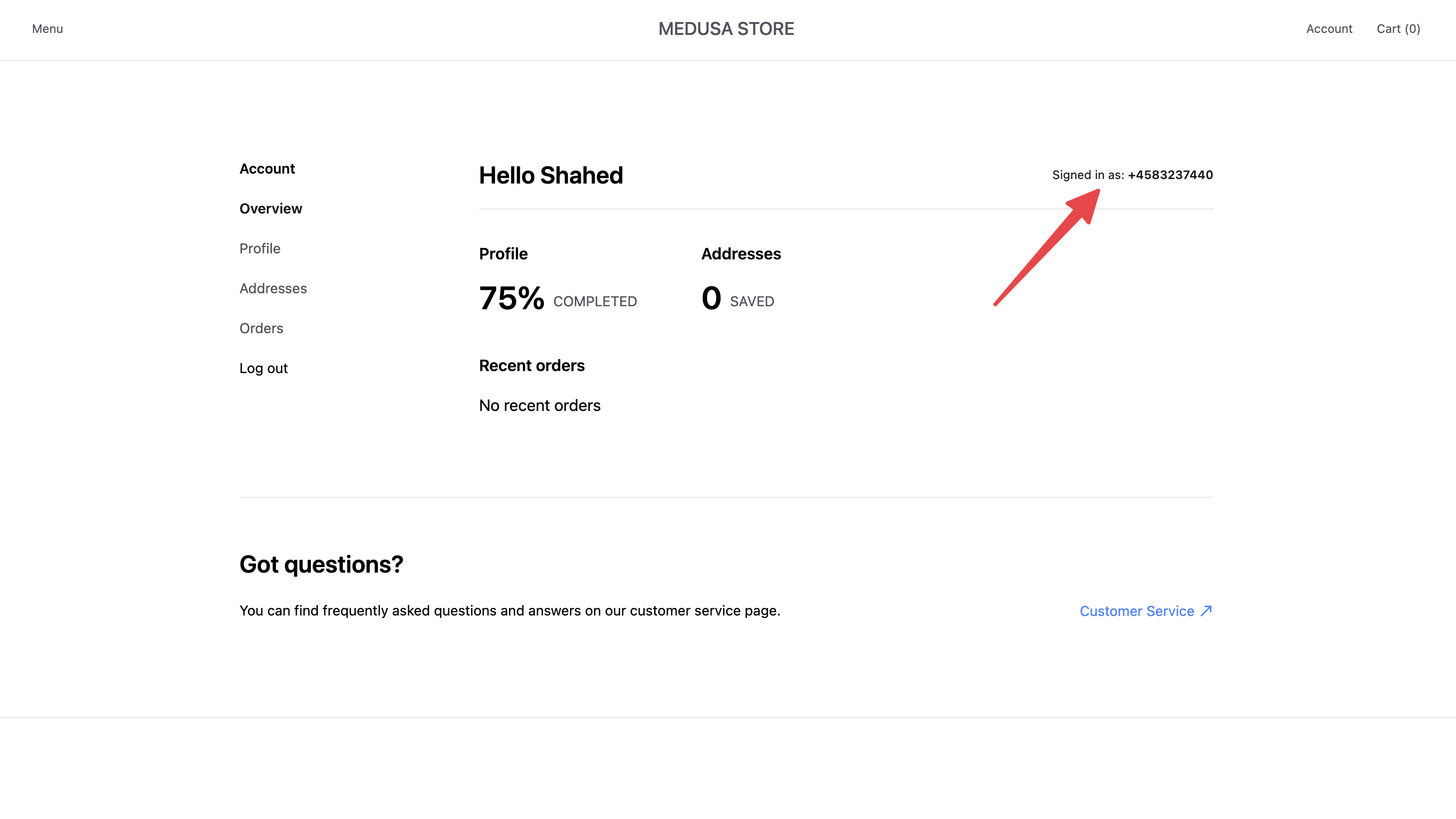 Phone number showing in profile page