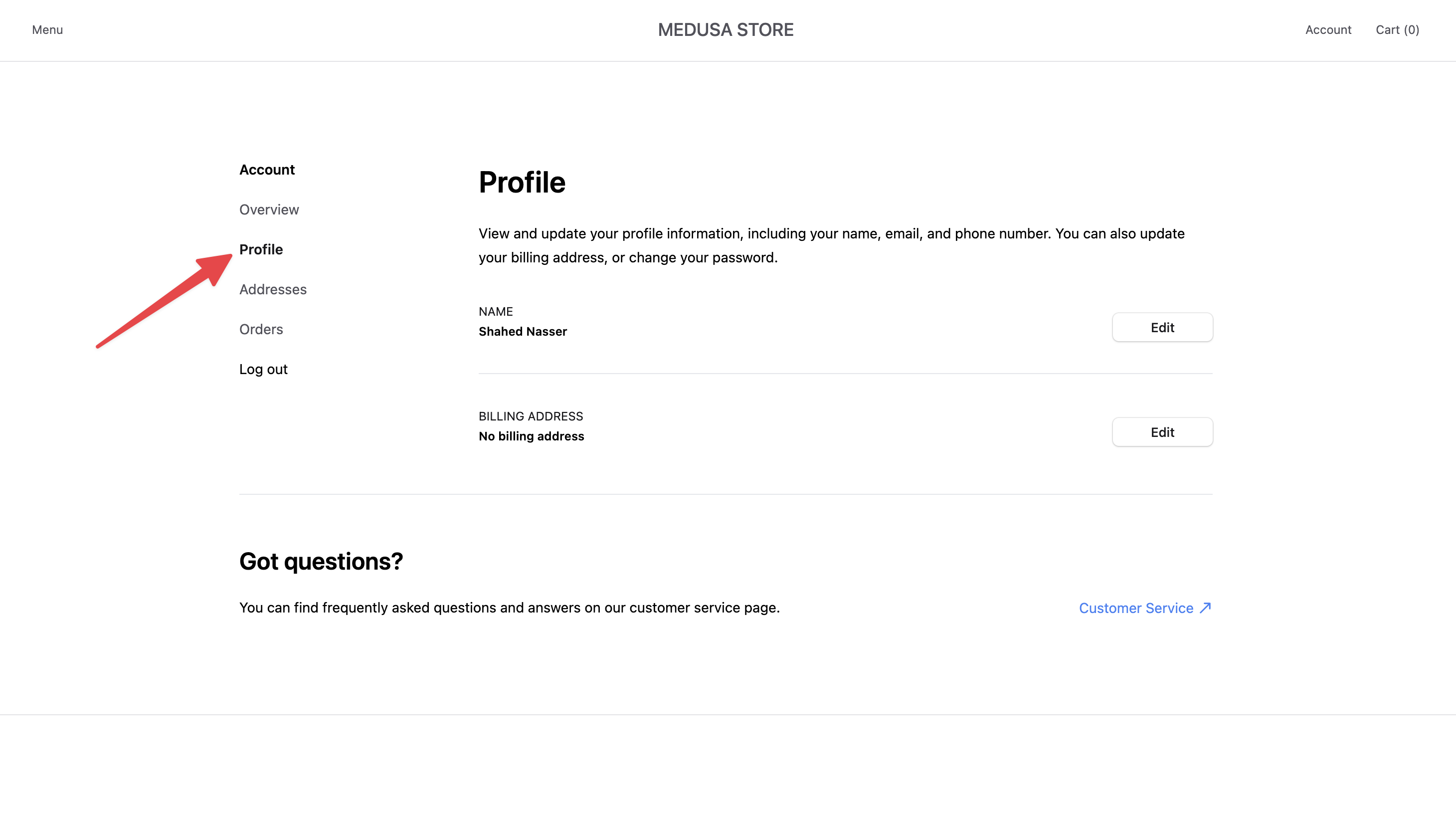 Profile page without email and phone fields
