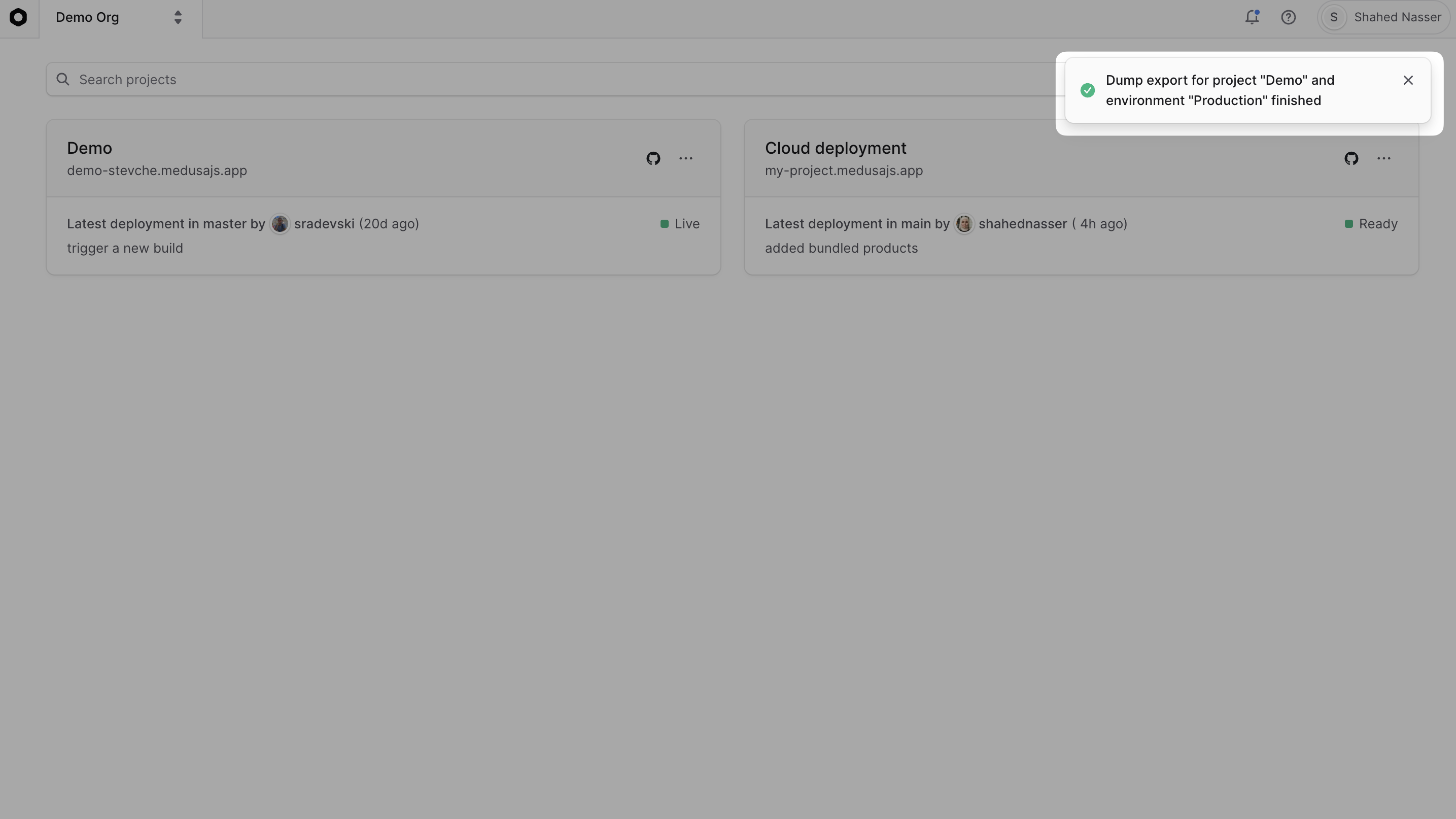 Toast notification showing a new notification