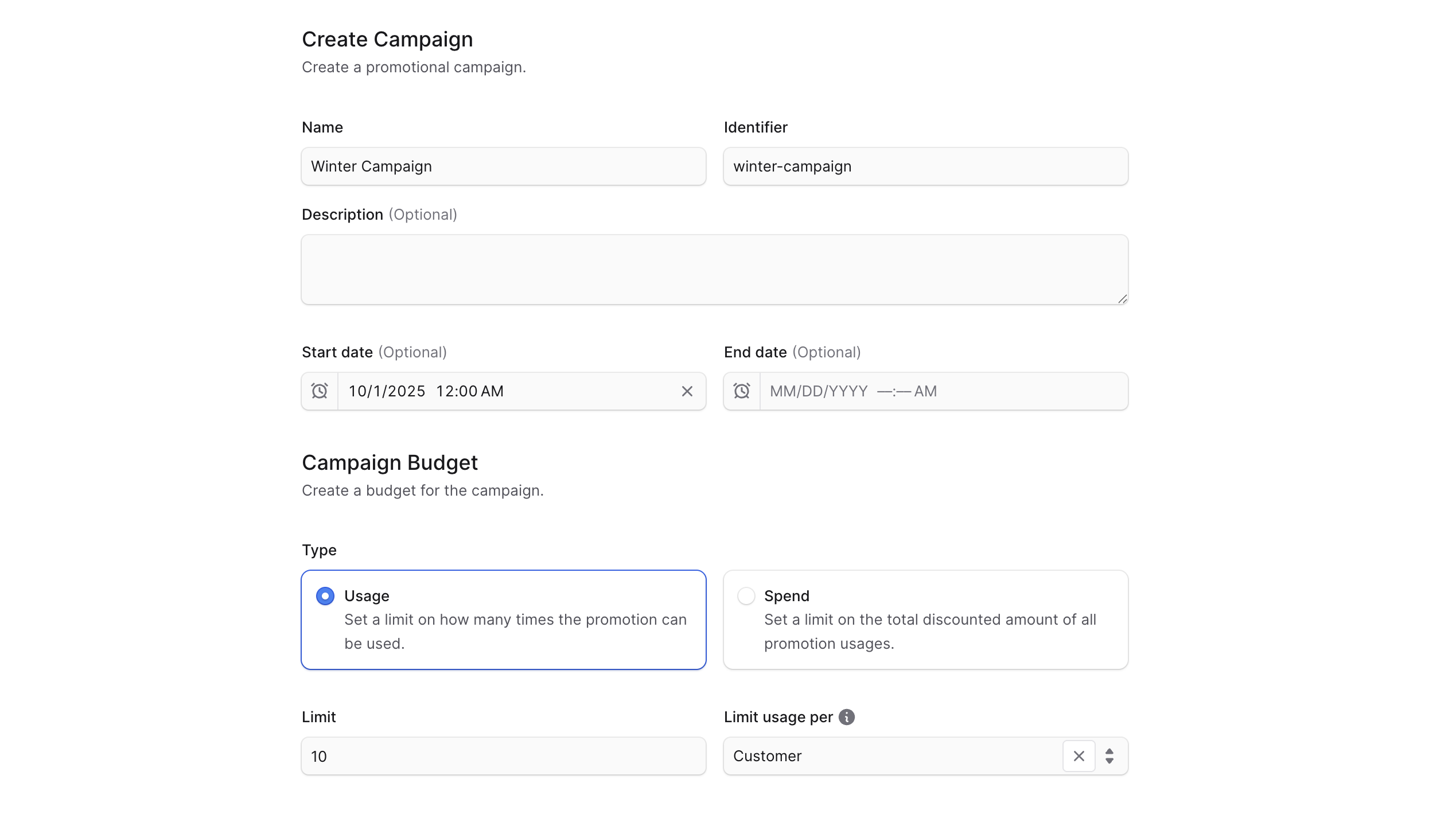 Create Campaign Form