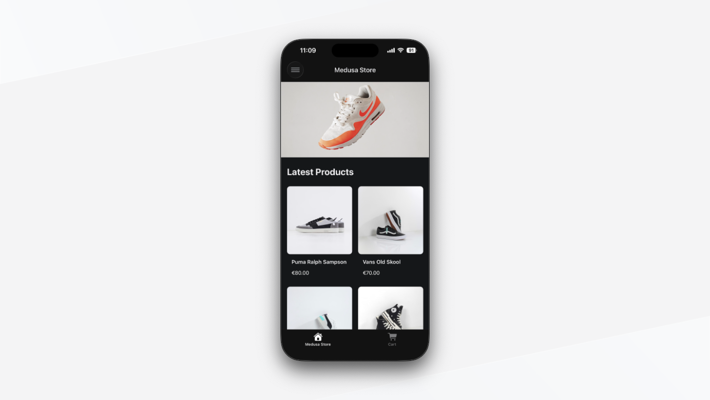 Screenshot of home screen of the Expo app