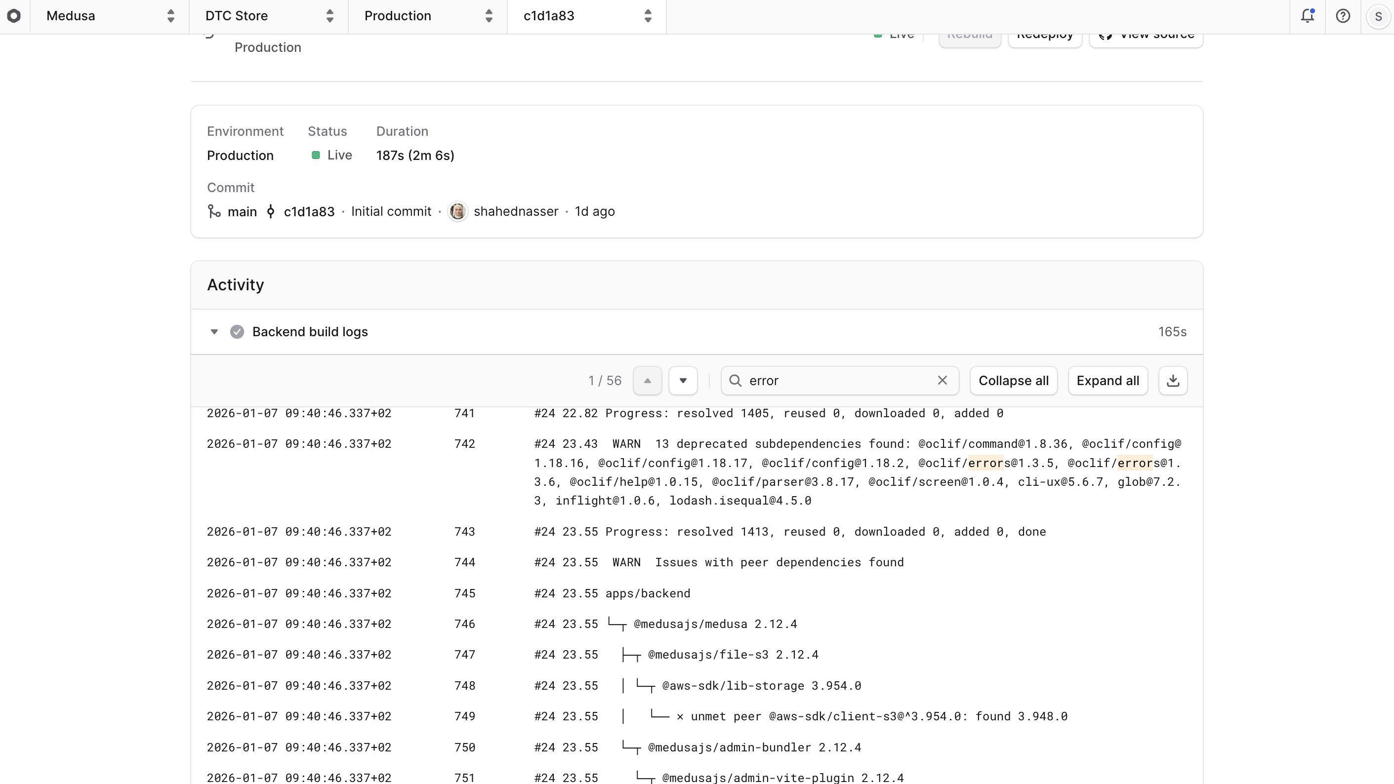 Search Build Logs with results highlighted