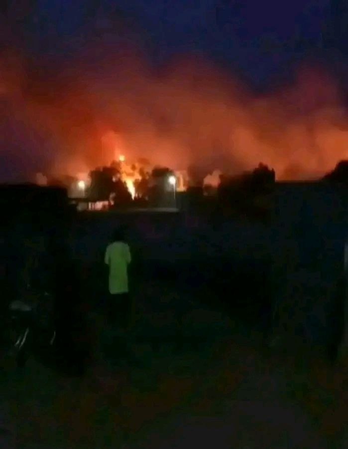 Flames arising from Kautikari Primary and Day Secondary Schools