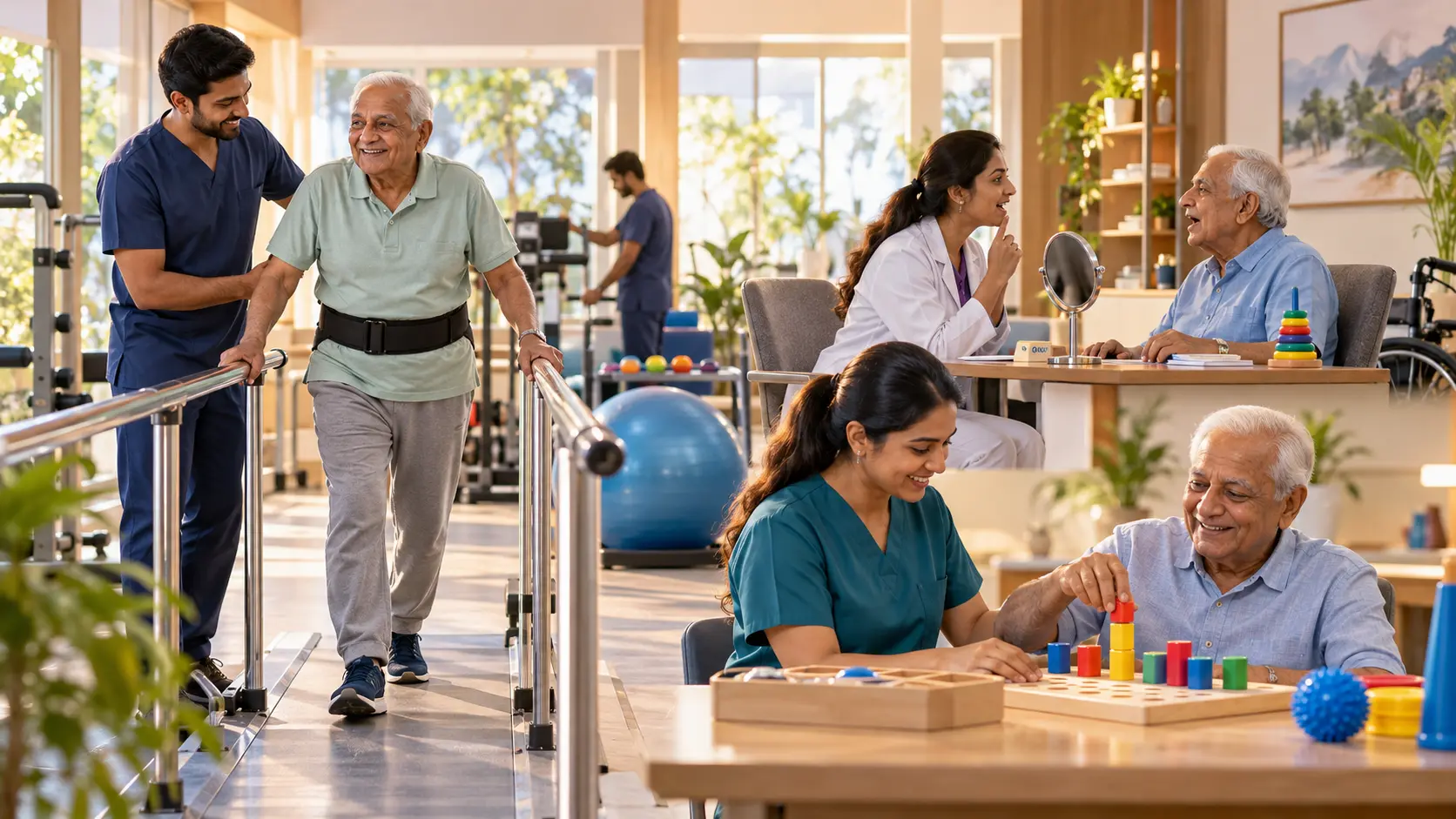 Patient receiving rehabilitation and physiotherapy care